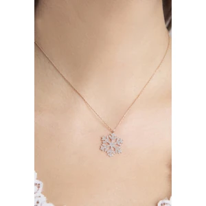 Elika Silver Kar Tanesi Model Rose Kaplama 925 Ayar Gümüş Kolye
