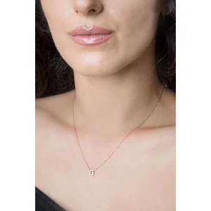Elika Silver Kadın Üç Boyutlu D Harfi Rose Kaplama 925 Ayar Gümüş Kolye