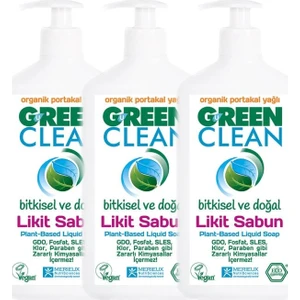 U Green Clean Organik Portakal Yağlı Likit Sabun 500 ml 3'lü Set
