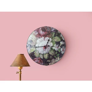 English Home Floral Rose Cam Duvar Saati 35 cm Pembe