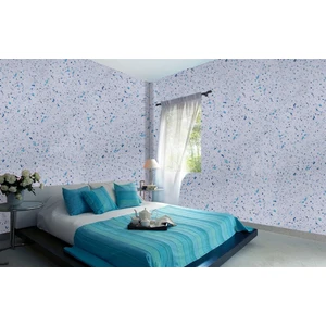 Canlı Sıva  İpek Sıva  Dekoratif Sıva Moonlight 08  Beyaz Zemin Turkuaz Mavi Desen