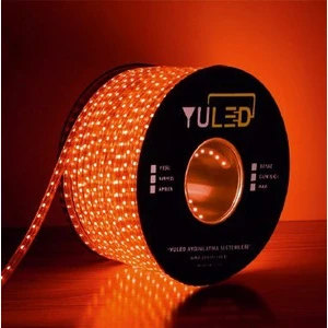 3 Çipli İç Dış Mekan Silikonlu Şerit Led 220V - 1 Metre Double Pcb Kırmızı + Güç Fişi