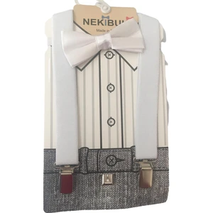 Neki̇buki̇ Pantolon Askısı Papyon Set Beyaz