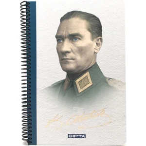 2654 M.K. Atatürk Açık Renk Kareli A4 Sipralli 100 Yap. Defter