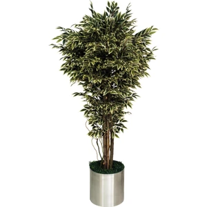 Yapay Ağaç Benjamin Galvaniz Saksılı Yeşil Beyaz Doğal Görünüm