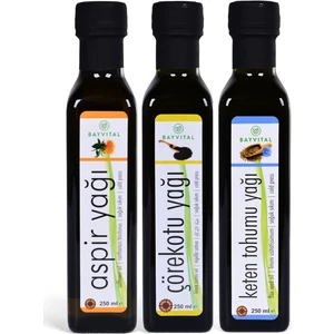 Aspir Yağı 250 ml Çörek Otu Yağı 250 ml Keten Tohumu Yağı 250 ml