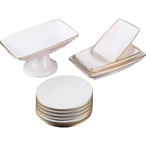 Beyaz Gold 10 Parça Pasta Sunum Seti