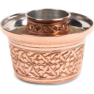 Papatya İşlemeli El Yapımı Kırmızı Bakır Ehlikeyf 2'li Set