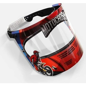 Çocuklar Için  Yüz ve Ağız Koruyucu Siperlik - Motocross Desenli