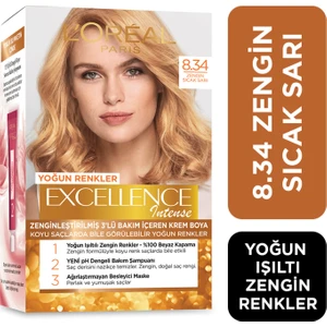 L'Oréal Paris Excellence Intense Saç Boyası 8.34 Zengin Sıcak Sarı