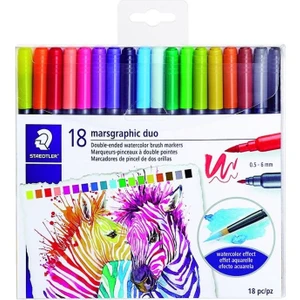 Marsgraphic Duo Brush Pen Renkli Çift Taraflı Fırça Uçlu Marker Seti 18'li