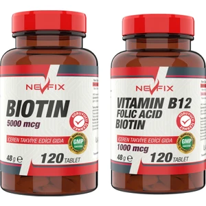 B12 Folic Acid & Biotin 120 Tablet + Biotin 5000 Mcg 120 Tablet