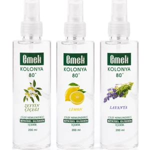 Gliserinli Kolonya 200 ml Sprey - 3'lü Karma Paket - Zeytin Çiçeği / Limon  / Lavanta