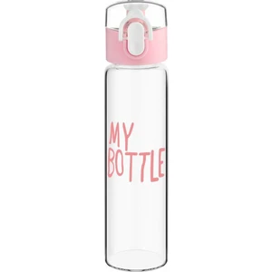 My Bottle Otomatik Tuşlu Kapaklı, Kilitli, Borosilikat, Cam Matara 470 ml
