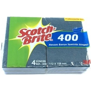 Scotch Brite 400 Hassas Banyo Temizlik Süngeri 4'lü Mavi