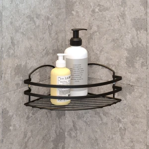 Tek Katlı Banyo Köşe Rafı Mat Siyah Lm007