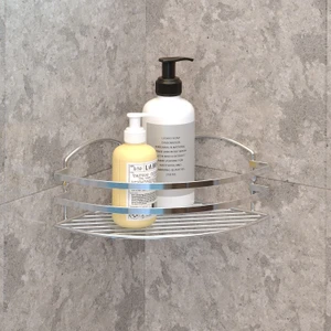 Tek Katlı Banyo Köşe Rafı Krom Lm007