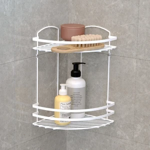 2 Katlı Banyo Duş Köşe Rafı Beyaz Lm008