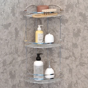 3 Katlı Banyo Duş Köşe Rafı Krom Lm009