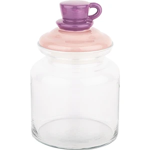 Pembe Kupa Seramik Kapaklı Kavanoz 1085 ml