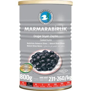 Hiper Az Tuzlu Siyah Zeytin 231-260 (L) 800  gr Teneke 1'li