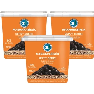 Sepet Serisi Siyah Zeytin 381-410 (3Xs) 400  gr Hazır Kap 3'lü
