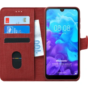 Huawei Honor 8S Kılıf Fabric Book Wallet Kırmızı