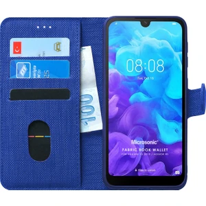 Huawei Honor 8S Kılıf Fabric Book Wallet Lacivert