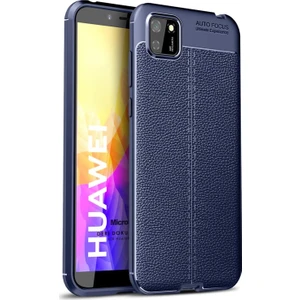 Huawei Honor 9S Kılıf Deri Dokulu Silikon Lacivert