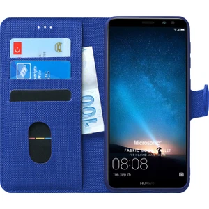 Huawei Mate 10 Lite Kılıf Fabric Book Wallet Lacivert