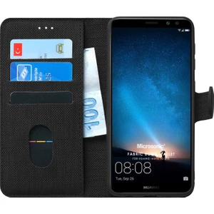 Huawei Mate 10 Lite Kılıf Fabric Book Wallet Siyah