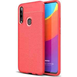 Huawei P40 Lite E Kılıf Deri Dokulu Silikon Kırmızı