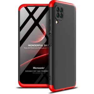Huawei P40 Lite Kılıf Double Dip 360 Protective Siyah - Kırmızı