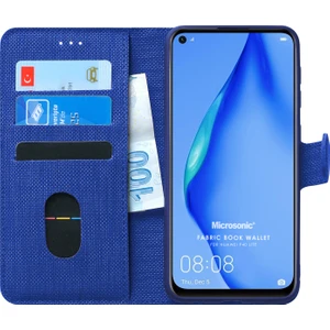 Huawei P40 Lite Kılıf Fabric Book Wallet Lacivert