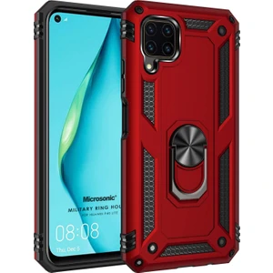Huawei P40 Lite Kılıf Military Ring Holder Kırmızı