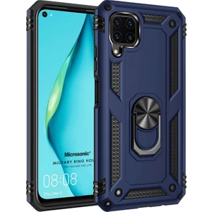 Huawei P40 Lite Kılıf Military Ring Holder Lacivert