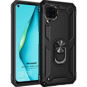 Huawei P40 Lite Kılıf Military Ring Holder Siyah