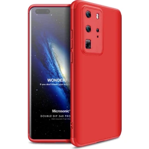 Huawei P40 Pro Kılıf Double Dip 360 Protective Kırmızı
