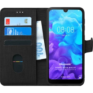 Huawei Y5 2019 Kılıf Fabric Book Wallet Siyah