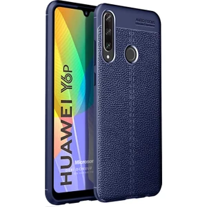 Huawei Y6P Kılıf Deri Dokulu Silikon Lacivert