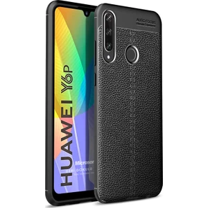 Huawei Y6P Kılıf Deri Dokulu Silikon Siyah