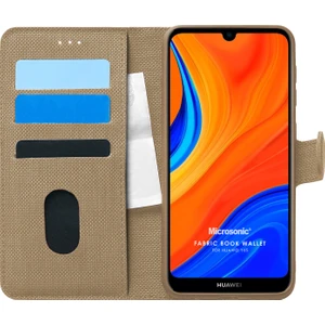 Huawei Y6S Kılıf Fabric Book Wallet Gold