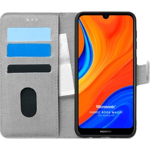 Huawei Y6S Kılıf Fabric Book Wallet Gri