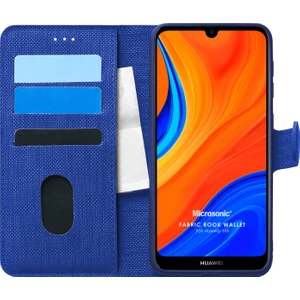 Huawei Y6S Kılıf Fabric Book Wallet Lacivert