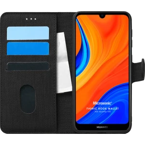 Huawei Y6S Kılıf Fabric Book Wallet Siyah