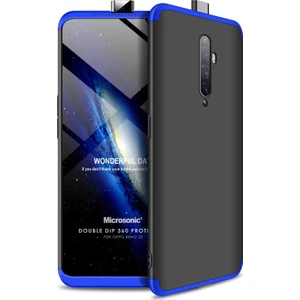 Oppo Reno 2Z Kılıf Double Dip 360 Protective Siyah - Mavi