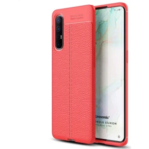 Oppo Reno 3 Pro Kılıf Deri Dokulu Silikon Kırmızı