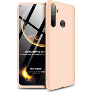 Realme 5 Kılıf Double Dip 360 Protective Gold