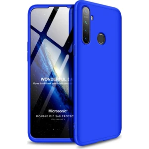 Realme 5 Kılıf Double Dip 360 Protective Mavi