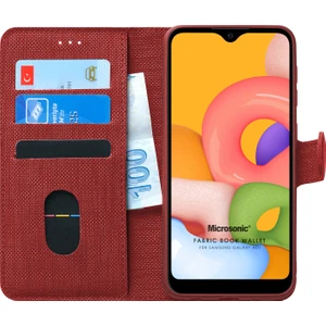 Samsung Galaxy A01 Kılıf Fabric Book Wallet Kırmızı